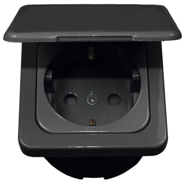 Indbygningsstik 220v med klap antracit