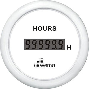 Wema Timetæller LCD 12/24 Volt Hvidt