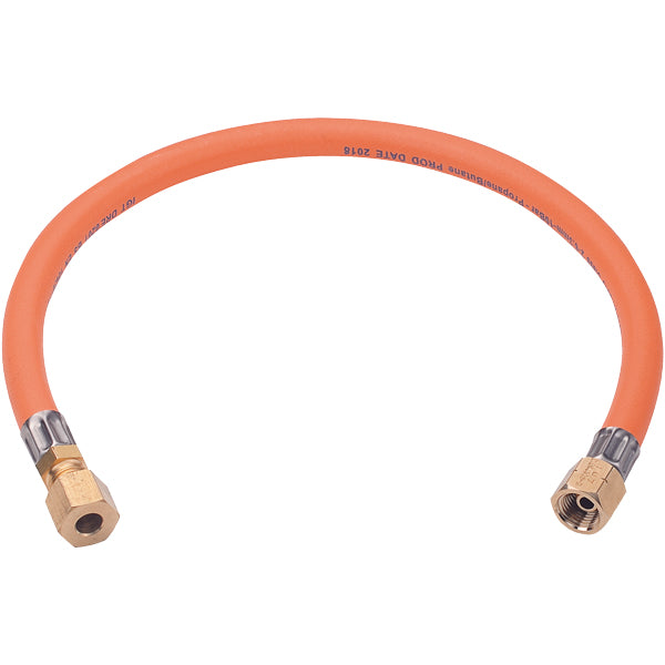 Gasslange 1,2m 1/4" til 8mm rørtilslutning blister