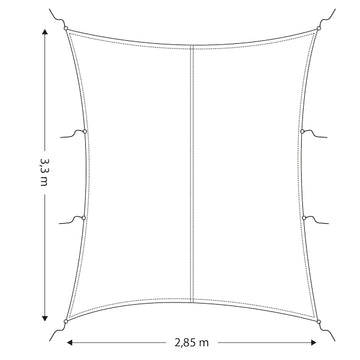 Solsejl/presenning retangulær 2,85 x 3,3m