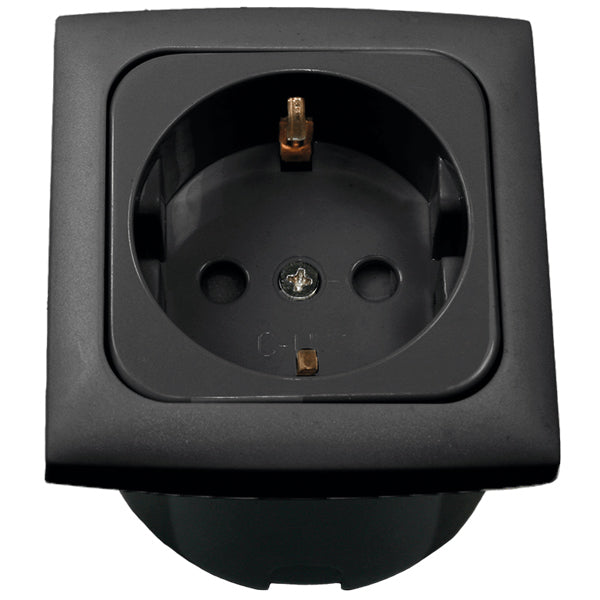 Indbygningsstik 220v komplet antracit