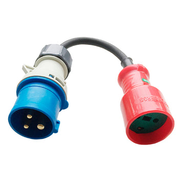 Adapterkabel CEE han - DK hun rød