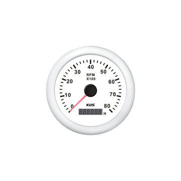 KUS Omdr.tæller Benzin 0-8000 Hvid 12/24