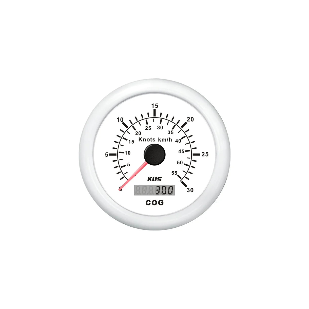 KUS GPS Speed 0-30 knob Hvid 12/24V