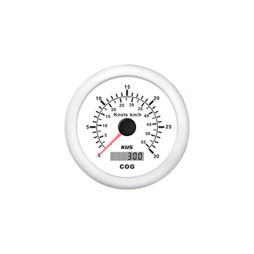 KUS GPS Speed 0-30 knob Hvid 12/24V