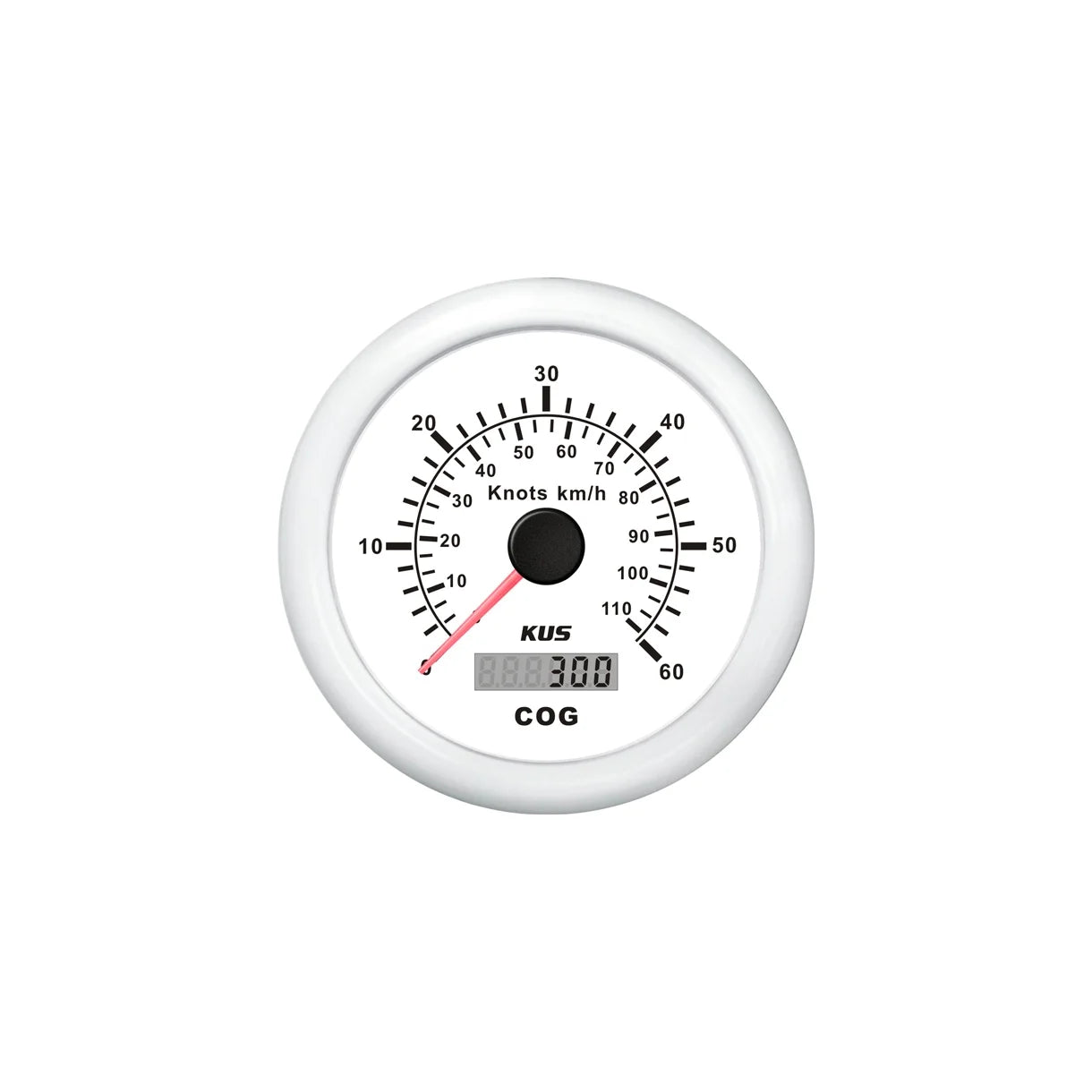 KUS GPS Speed 0-60 knob Hvid 12/24V