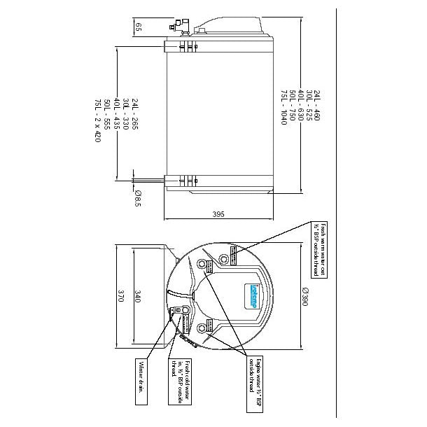 Varmtvandsbeholder Isotemp B 24 ltr.