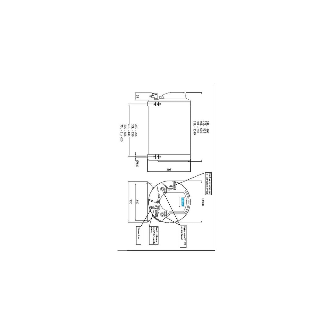 Varmtvandsbeholder Isotemp B 50 ltr.
