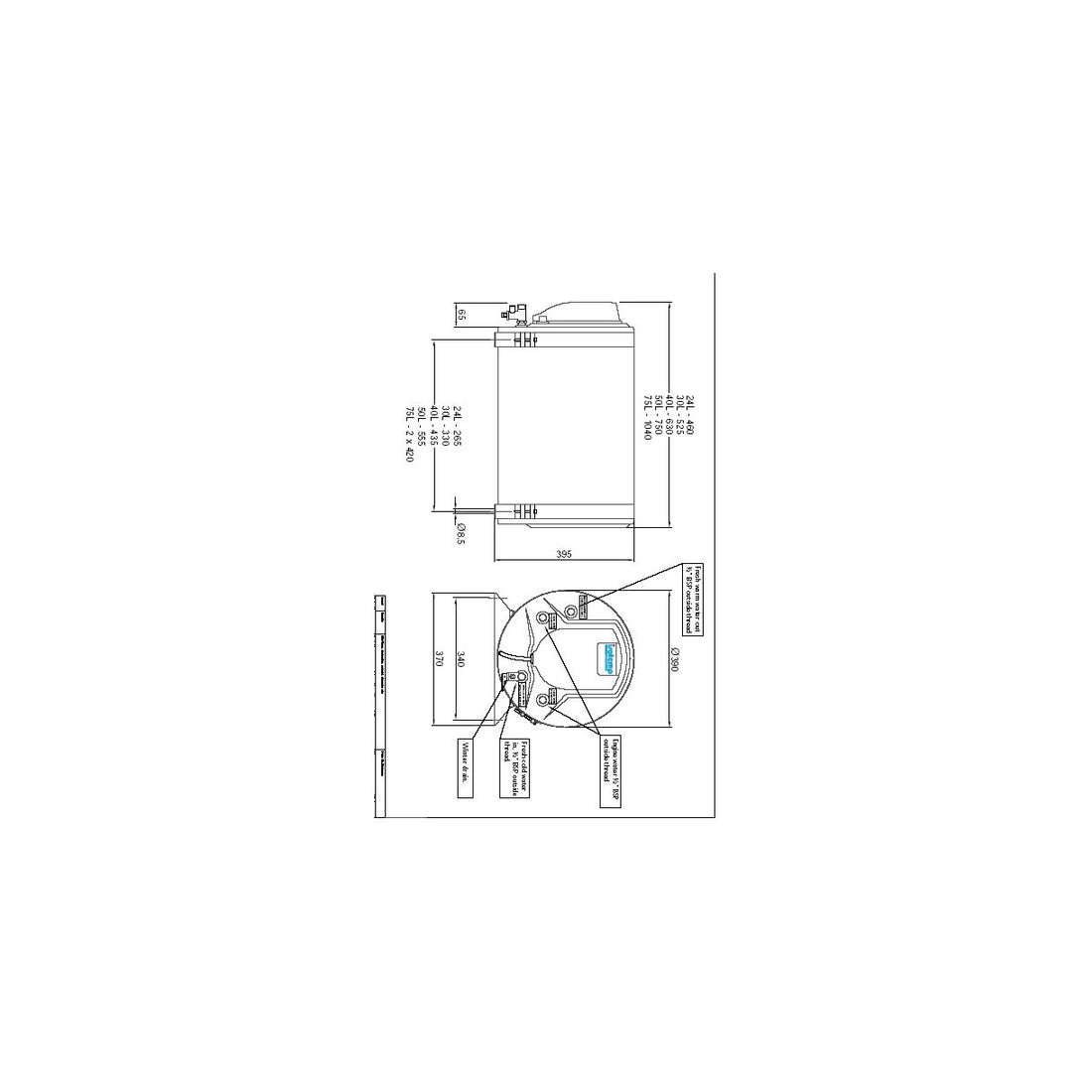 Varmtvandsbeholder Isotemp B 75 ltr.