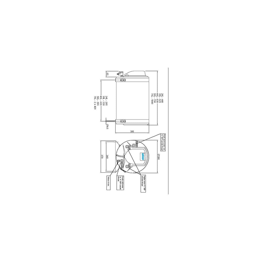 Varmtvandsbeholder Isotemp B 302/30 ltr.