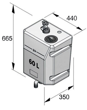 Waste water tank 60 ltr.
